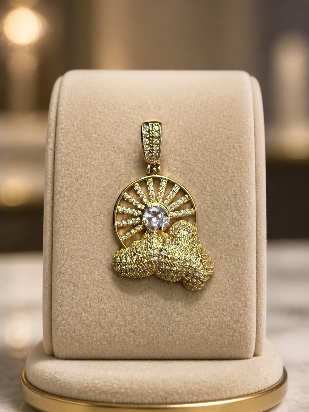 Gold Cloud & Sunburst Pendant Necklace - 14k Gold-Filled
